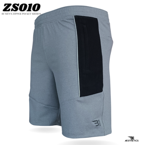 B1 men's gray zipper shorts