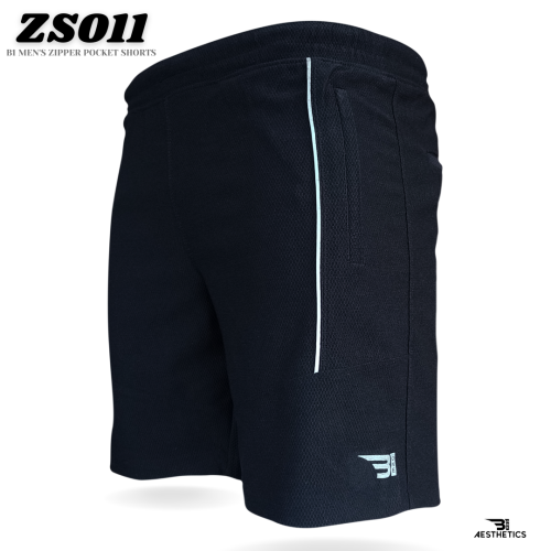 B1 men's black zipper shorts
