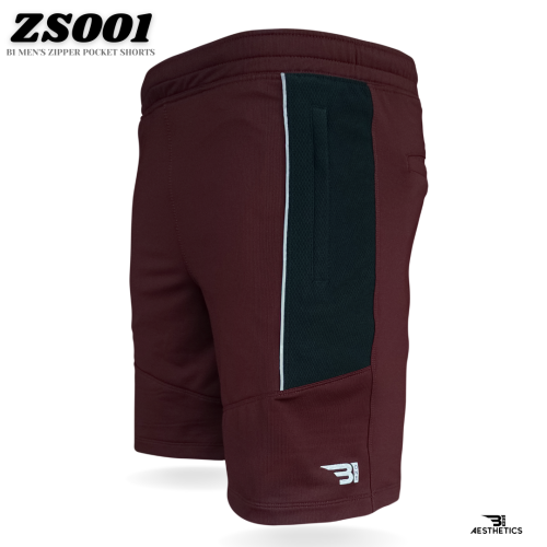 B1 men's brown zipper shorts