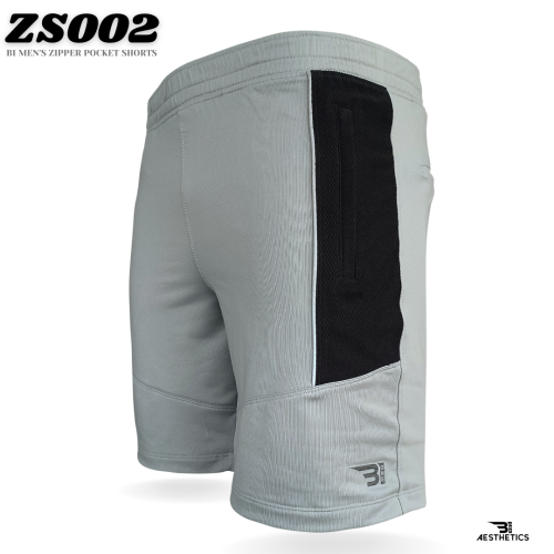 B1 light gray men's zipper shorts