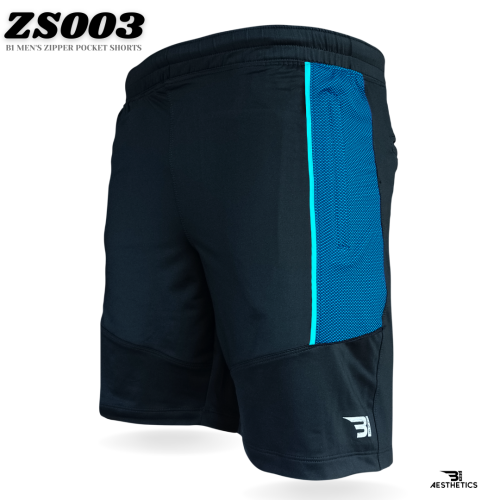 B1 light blue contrast men's zipper shorts