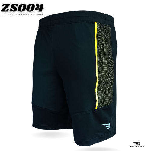 B1 yellow contrast men's zipper shorts