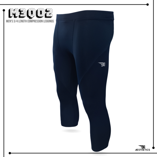 MEN'S THREE QUARTER BLUE COMPRESSION LEGGINGS - M3Q02