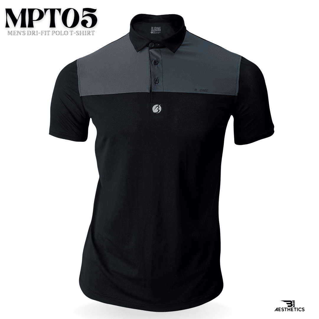 color block dri-fit gray and black polo t-shirt