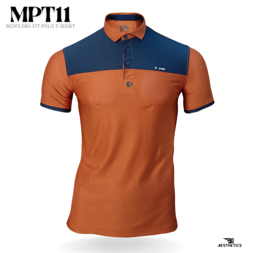 men's color block dri-fit blue and brown polo t-shirt