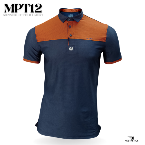 men's color block dri-fit brown and blue polo t-shirt