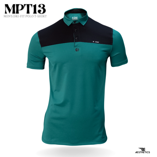 men's color block dri-fit black and green polo t-shirt