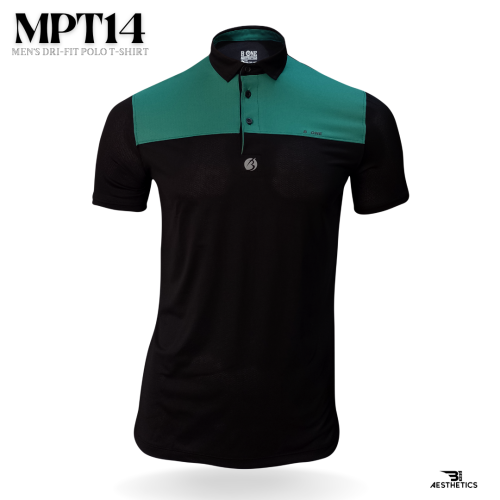 men's color block dri-fit green and black polo t-shirt