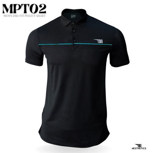 color block dri-fit neon blue and black polo t-shirt