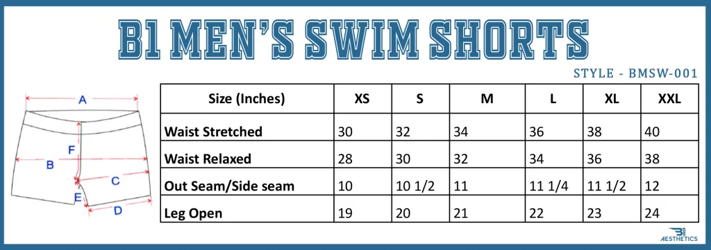 Men’s Swim Shorts Size Chart
