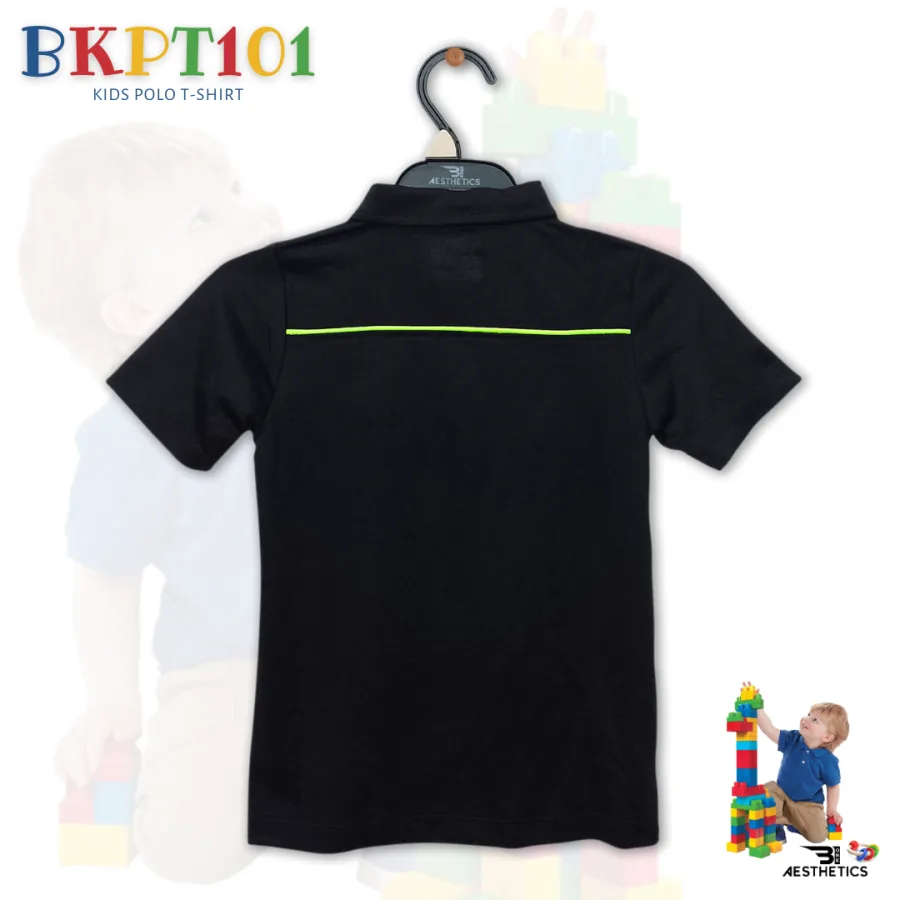 black and neon green - kids polo t-shirt