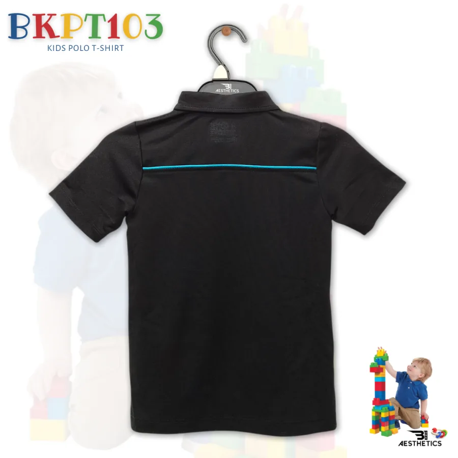 black and neon blue - kids polo t-shirt