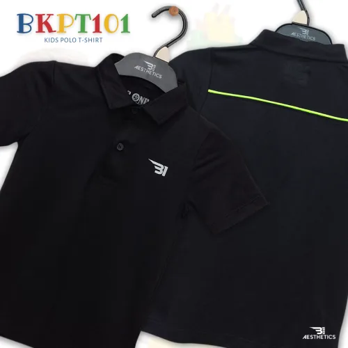 black and neon green - kids polo t-shirt