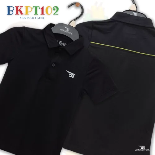 black and dark green - kids polo t-shirt