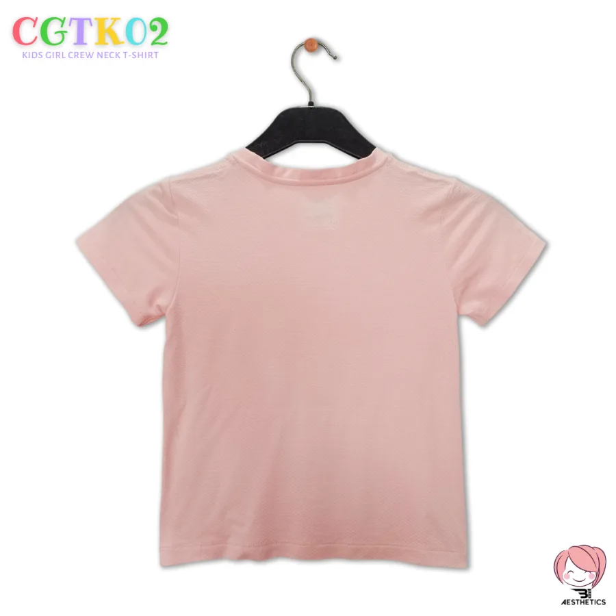 pretty in pink: kid girl crew neck t-shirt in pink - fashionable and dri-fit activewear