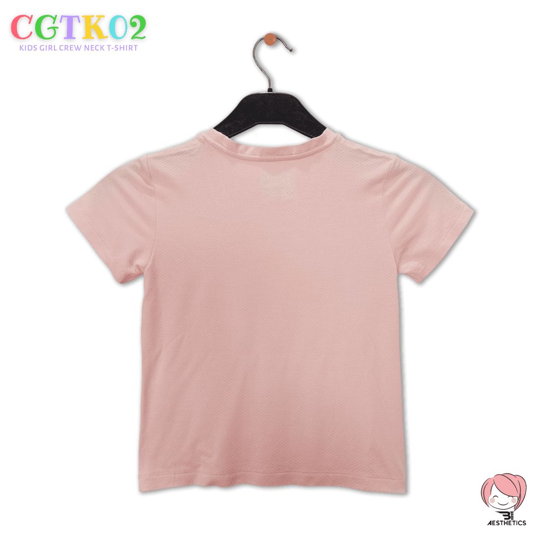 pretty in pink: kid girl crew neck t-shirt in pink - fashionable and dri-fit activewear