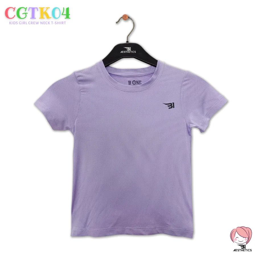 purple passion: kid girl crew neck t-shirt - stylish and dri-fit activewear