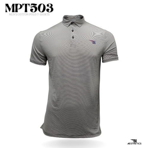 men's striped black cotton polo t-shirt