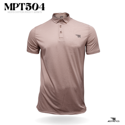men's striped brown cotton polo t-shirt