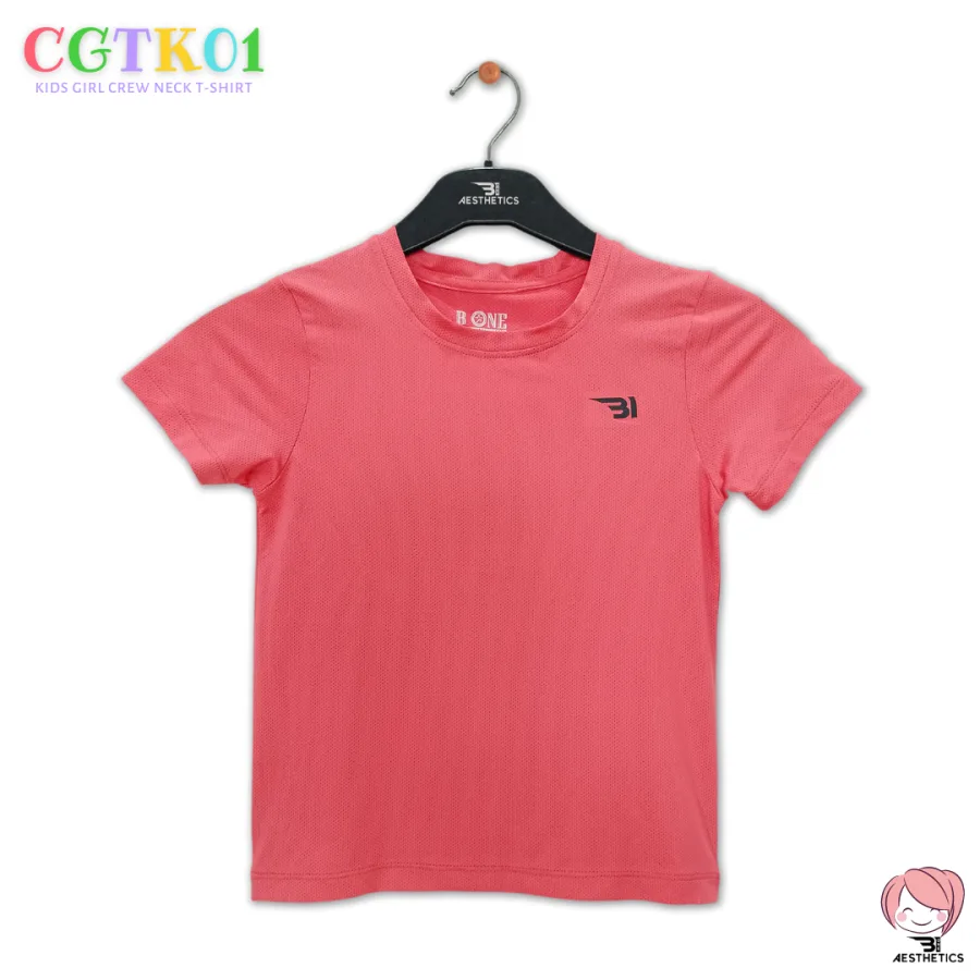 stylish hot pink kid girl crew neck t-shirt: vibrant and comfortable activewear