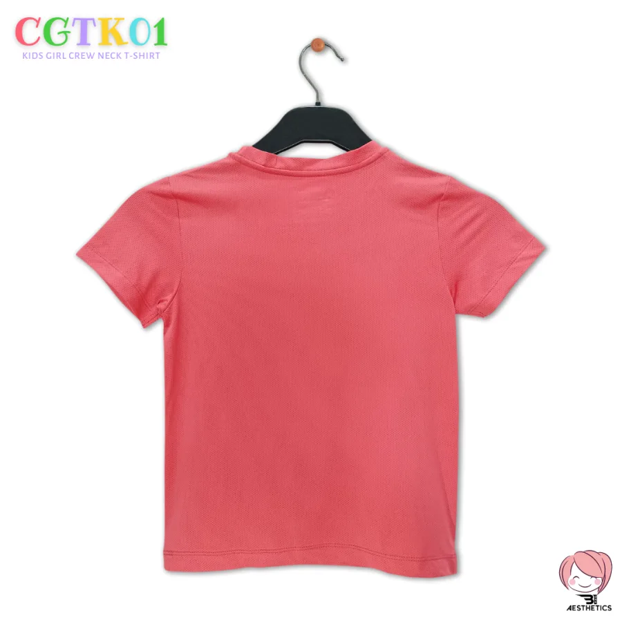 stylish hot pink kid girl crew neck t-shirt: vibrant and comfortable activewear