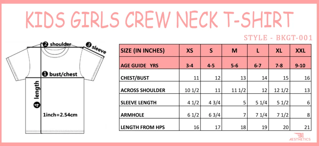 B1 stylish hot pink kid girl crew neck t-shirt: vibrant and comfortable activewear size chart