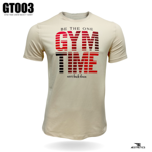 Beige dri-fit gym time crew neck t-shirt