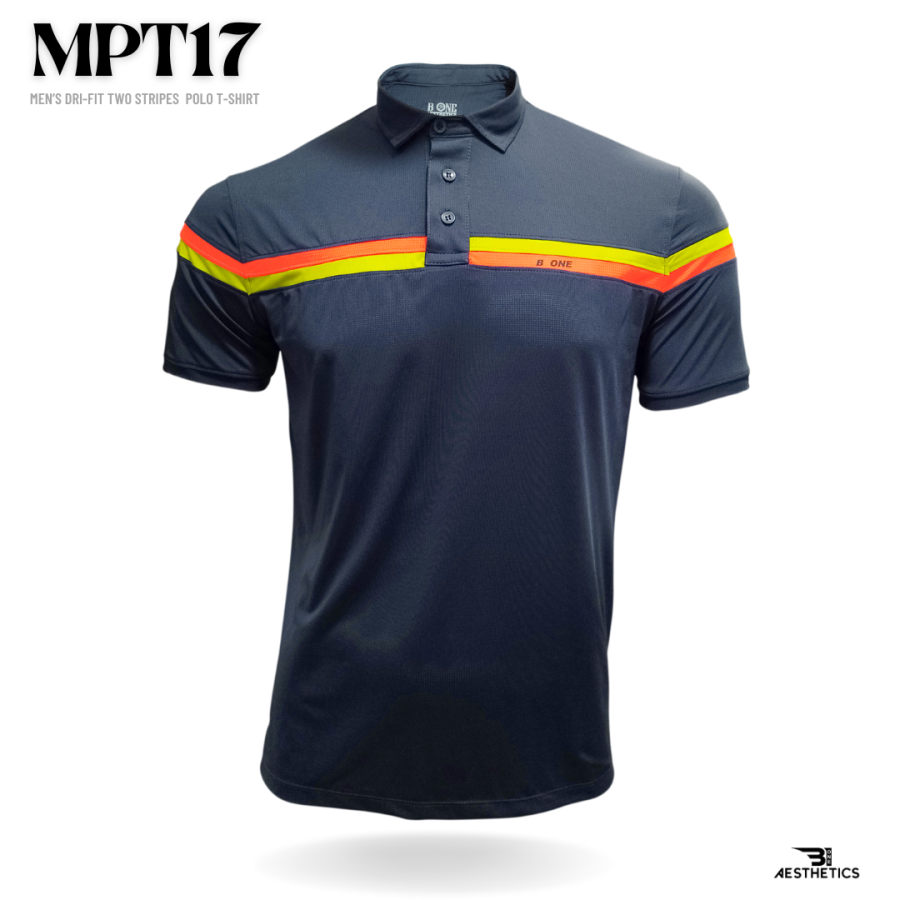 dri-fit two stripes blue polo t-shirt
