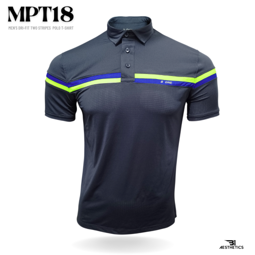 dri-fit two stripes blue polo t-shirt