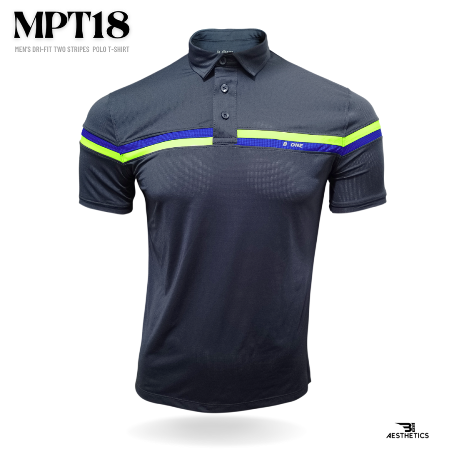 dri-fit two stripes blue polo t-shirt