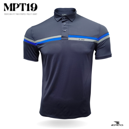 dri-fit two stripes blue polo t-shirt