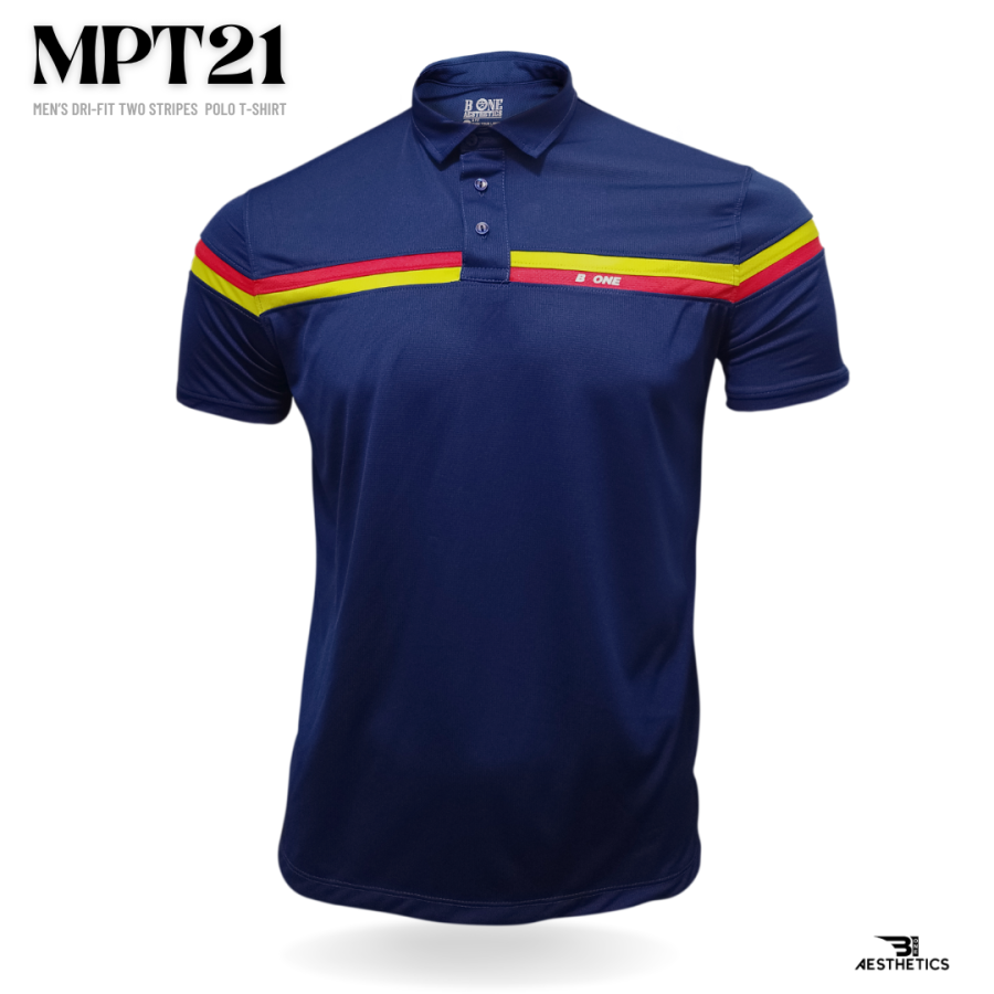 dri-fit two stripes blue polo t-shirt