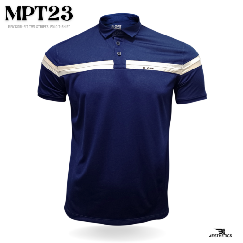 dri-fit two stripes blue polo t-shirt