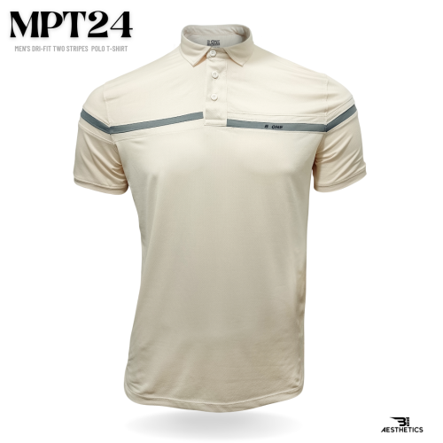 dri-fit two stripes beige polo t-shirt