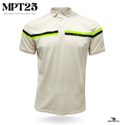 dri-fit two stripes beige polo t-shirt