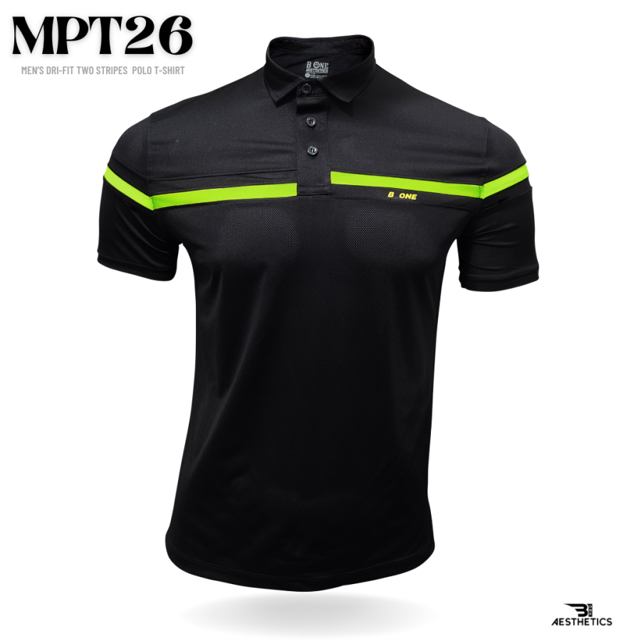 dri-fit two stripes black polo t-shirt