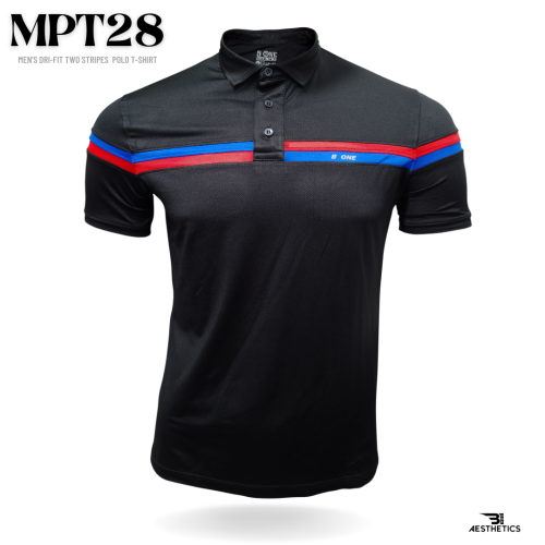 dri-fit two stripes moisture-wicking black polo t-shirt