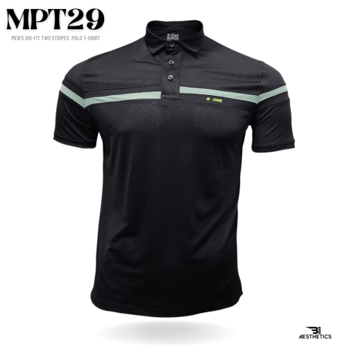 dri-fit two stripes moisture-wicking black polo t-shirt
