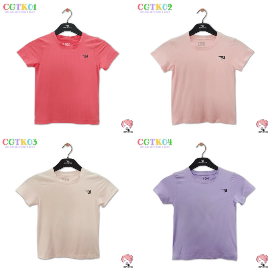 B1 stylish hot pink kid girl crew neck t-shirt: vibrant and comfortable activewear other colors