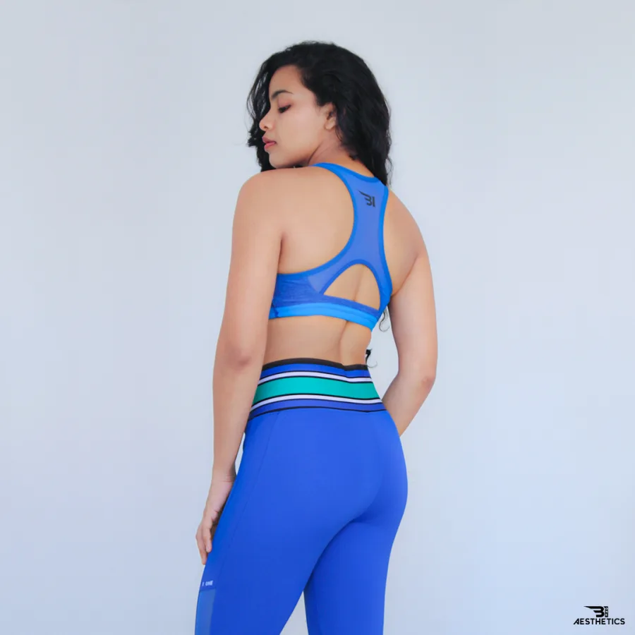 women's vibrant blue workout leggings