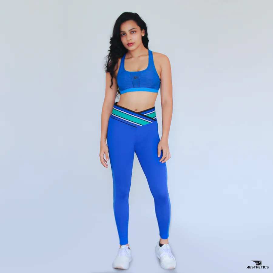 women's vibrant blue workout leggings