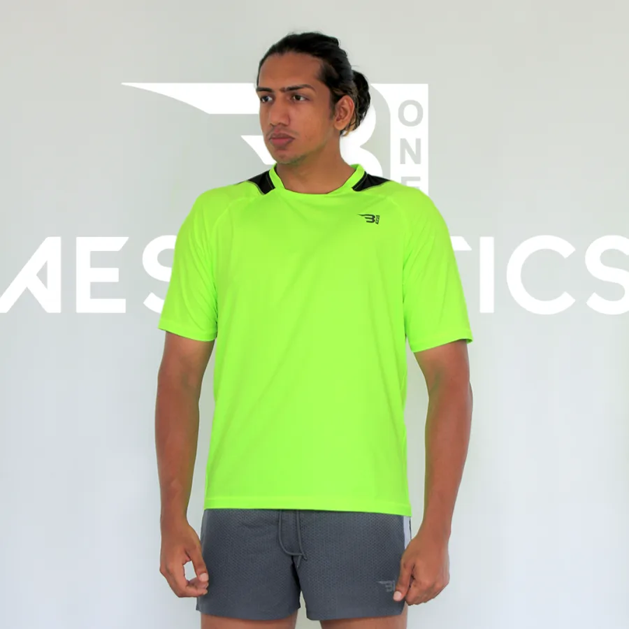 raglan sleeve neon green t-shirt