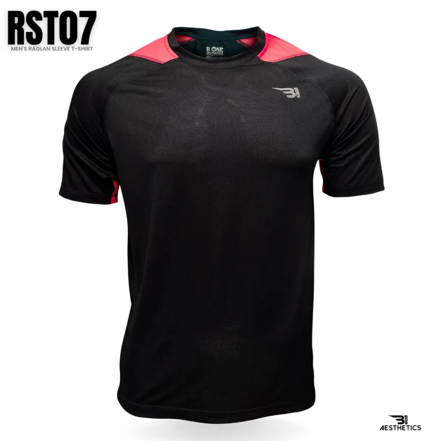 raglan sleeve black and pink t-shirt