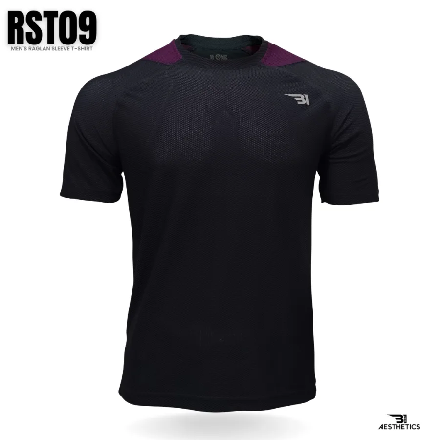 raglan sleeve black and dark purple t-shirt