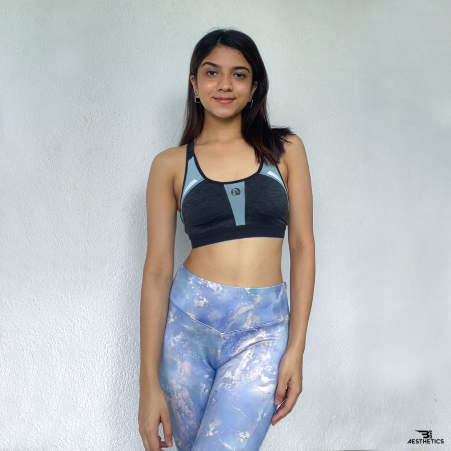 women's blue pattern workout leggings