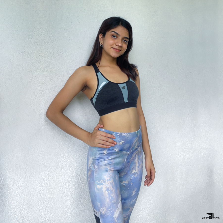 women's blue pattern workout leggings