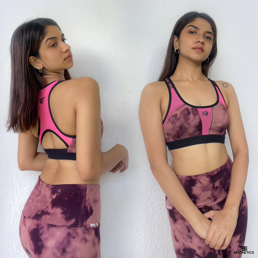 women's brown tie dye workout leggings