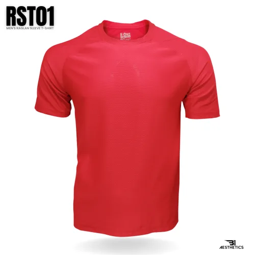 men's raglan sleeve red t-shirt