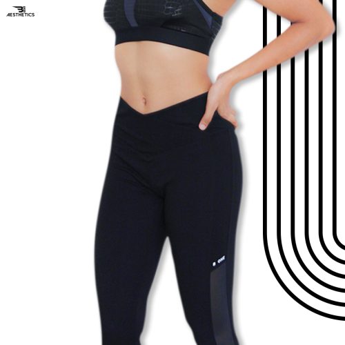 black crossover high-waist mesh legging