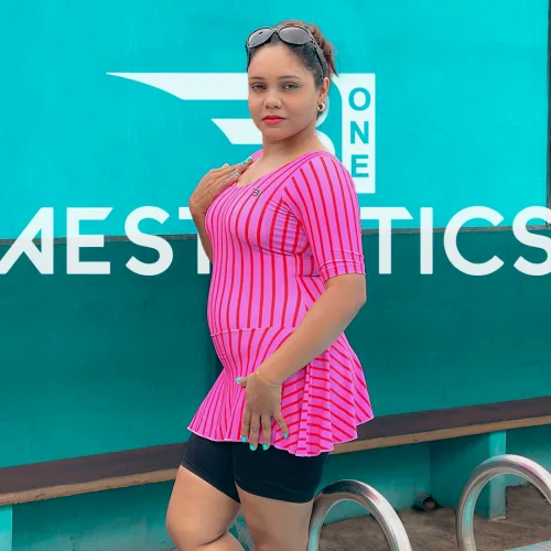 hot pink one-piece swimsuit